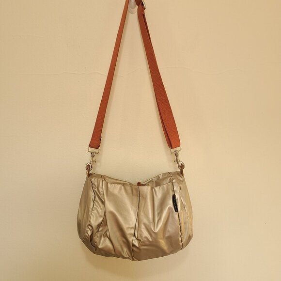 Brontibay Paris  Nylon Crossbody Shoulder Bag Metallic Gold - Picture 1 of 13